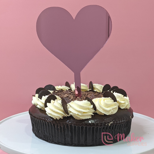 Heart Cake Topper  |  Mirror & Glitter