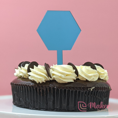 80mm Hexagon Cake Topper | Mirror & Glitter