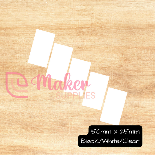 50mm x 25mm Rectangle (Set of 5) | Black/White/Clear