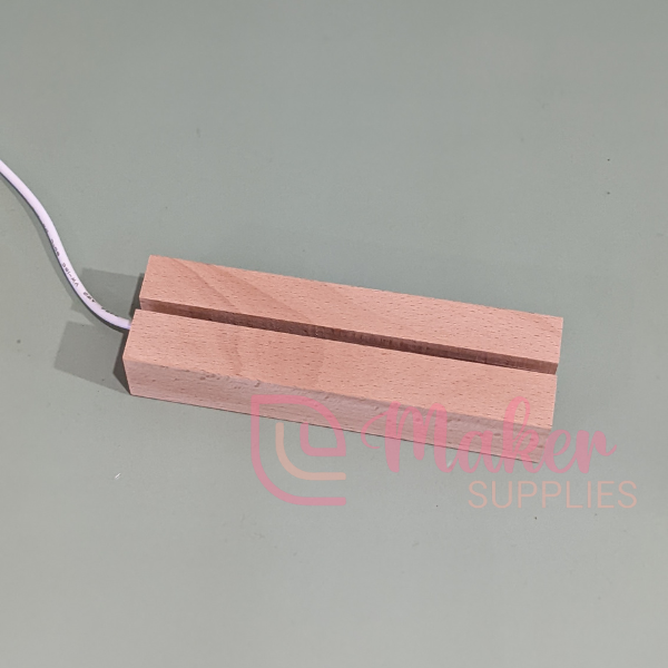 LED Light Base | Wooden Rectangle (Open)