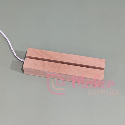 LED Light Base | Wooden Rectangle (Open)